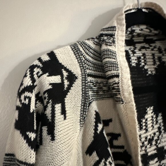 Hippie Rose Knit Cardigan Open Drape Front Geometric Print - Picture 2 of 6